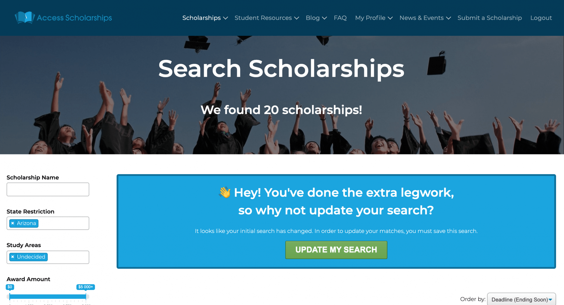 How Our Scholarship Search Works Access Scholarships