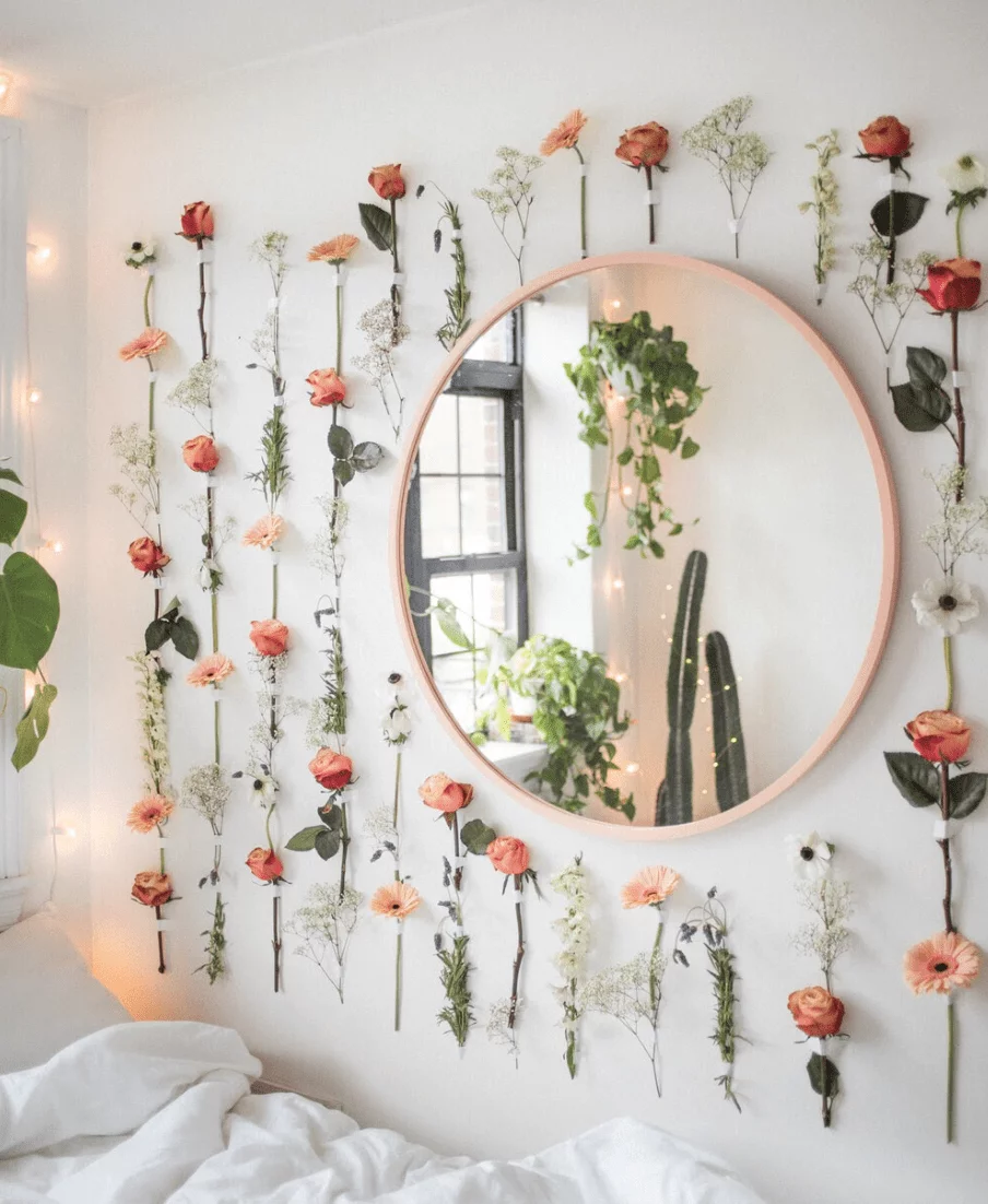 Flower garland with mirror